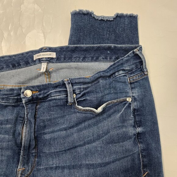 Good American Good Legs Size 24 Plus Raw Hem Skinny Stretchy Blue Jeans - Picture 7 of 14